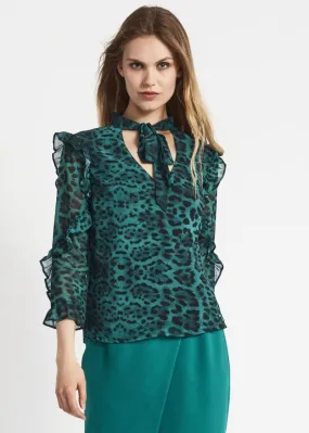 Blusa animalier con foulard