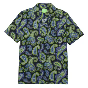 PAISLEY S/S WOVEN TOP - BLACK