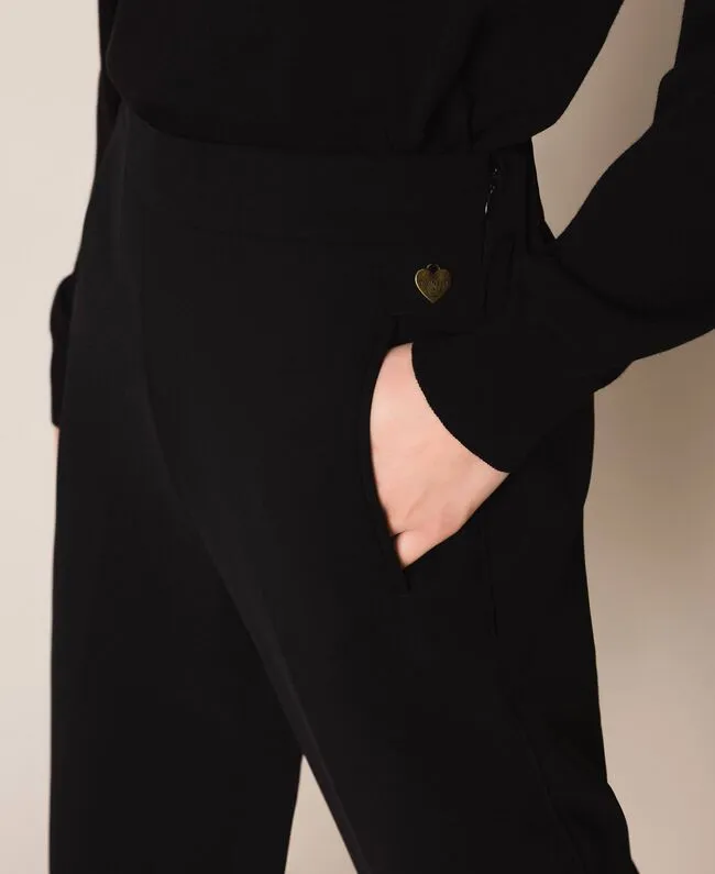 TwinSet Pantalone nero morbido in georgette. 201TP202B.